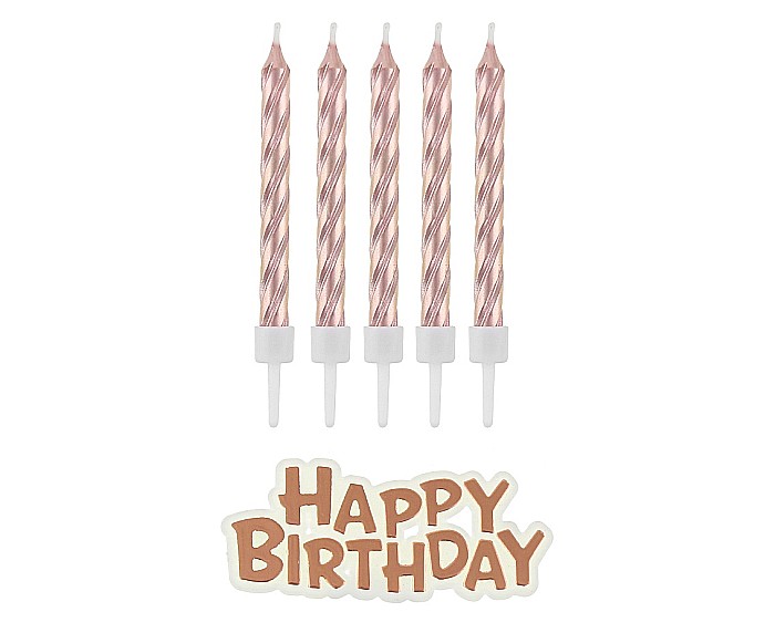 GOD LUMANARI TORT B&C Happy Birthday, rose-gold, 8cm 16/set SF-SUHB [1]