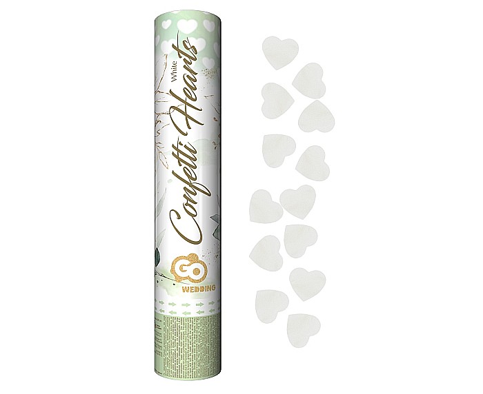 GOD CONFETTI Confetti cannon Hearts, white paper, 30cm KP-BS30 [1]