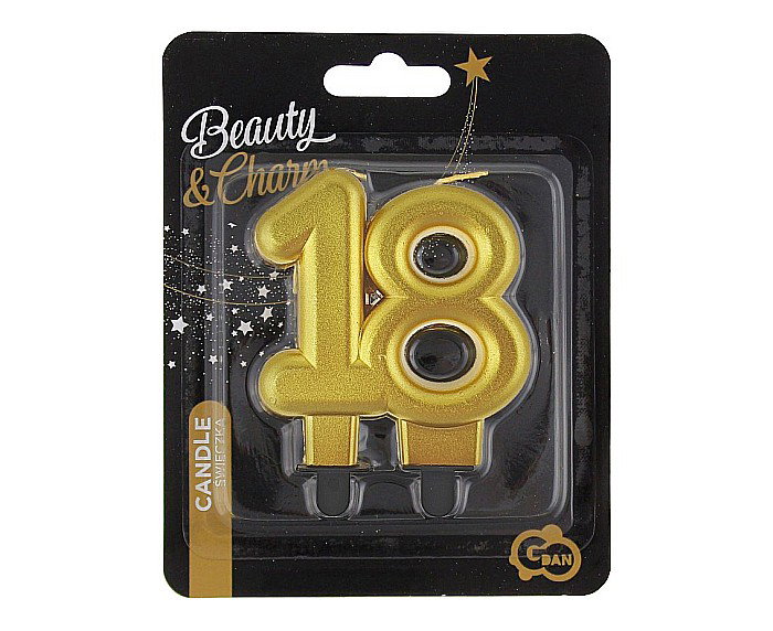 GOD LUMANARE TORT Number 18, metallic gold, 8cm PF-SCZ18 [2]