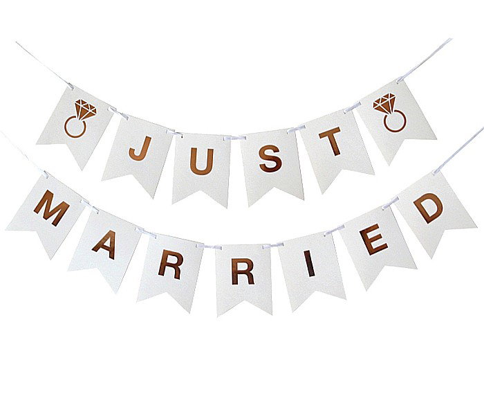 GOD GHIRLANDA HARTIE Just Married, flag hight, 300cm QT-GPJM [1]