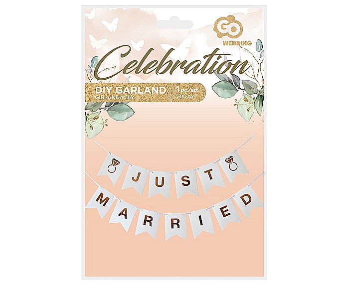 GOD GHIRLANDA HARTIE Just Married, flag hight, 300cm QT-GPJM [2]