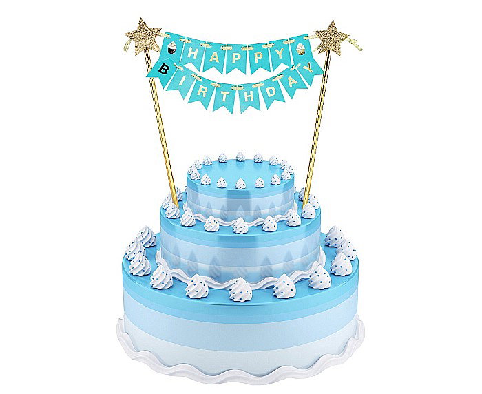 GOD DECORATIUNI PENTRU TORT Happy Birthday, light blue, 25cm QT-DHBN [1]