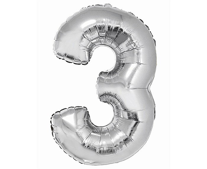 GOD BALON FOLIE ALUMINIU Smart, digit 3, 76cm, silver CH-SSR3 [1]