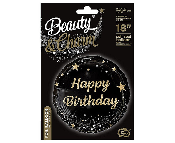 GOD BALON FOLIE ALUMINIU B&C Happy Birthday, black, 45cm FG-OHBC [3]