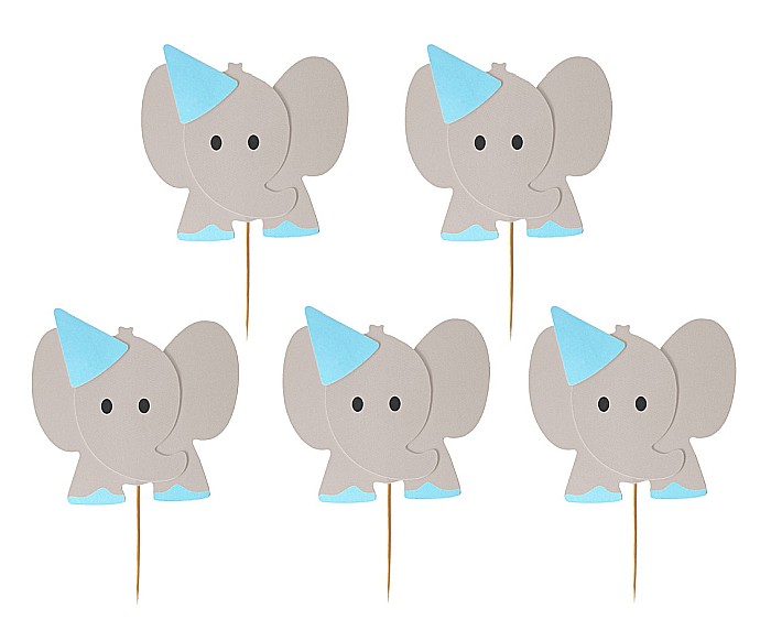 GOD DECORATIUNI PENTRU BRIOSE Elephants, blue, 10/set RV-PSNI [1]