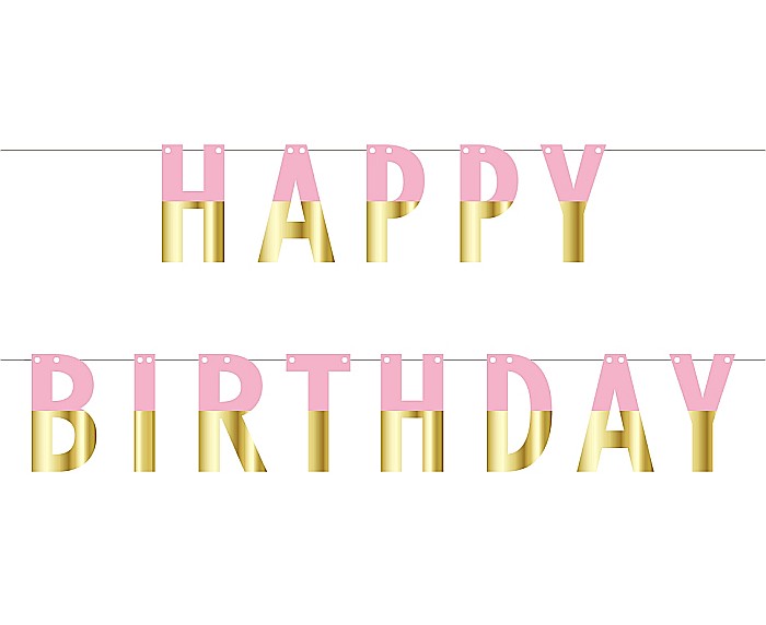 GOD GHIRLANDA DIN HARTIE Happy Birthday, DIY, pink-gold, 160cm PF-GURZ [1]