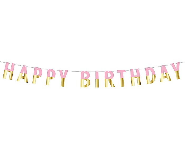 GOD GHIRLANDA DIN HARTIE Happy Birthday, DIY, pink-gold, 160cm PF-GURZ [2]