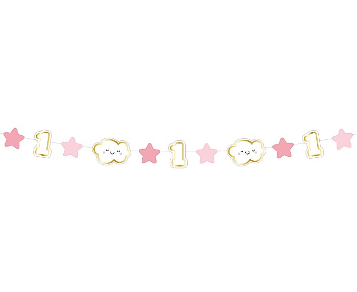 GOD MINI GHIRLANDA DIN HARTIE 1st Birthday, pink, 120cm, 8.4*6cm PF-GMRR [2]