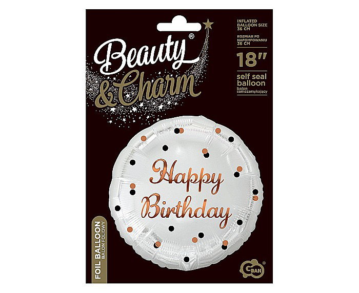GOD BALON FOLIE ALUMINIU B&C Happy Birthday, white, rose-gold, 45cm FG-OHBB [2]