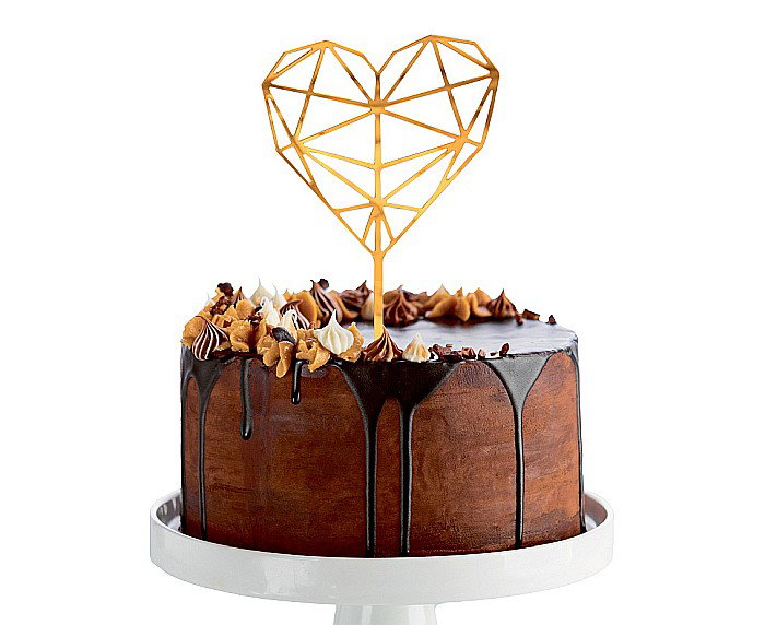 GOD DECORATIUNI PENTRU TORT Acrylic cake topper, Diamond Heart, gold, 16*10cm PF-DADH [2]