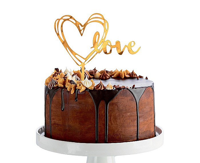 GOD DECORATIUNI PENTRU TORT Acrylic cake topper, Love, gold, 13*10cm PF-DALO [2]