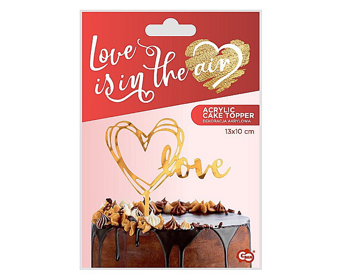GOD DECORATIUNI PENTRU TORT Acrylic cake topper, Love, gold, 13*10cm PF-DALO [3]