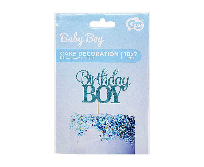 GOD DECORATIUNI PENTRU TORT Birthday Boy, glitter blue, 10*7cm PF-DPBB [2]
