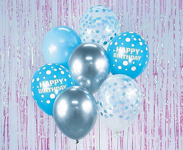 GOD BALOANE Balloon Bouquet B&C, 30cm, Happy Birthday, silver and blue 7/set BB-SNH7 [2]