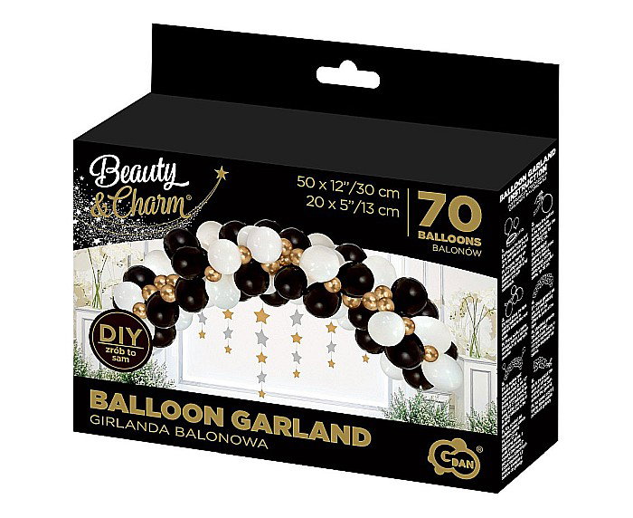 GOD GHIRLANDA DIN BALOANE B&C white, gold and black, 70 pcs GB-ZC70 [3]