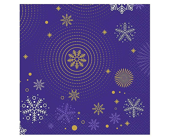 GOD SERVETELE 33*33CM 20/SET NAVY BLUE SNOWFLAKES PG-SNBS [1]