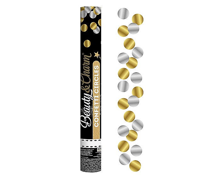 GOD CONFETTI Confetti cannon Gold and Silver, metallic circles foil, 40cm KP-ZS40 [1]