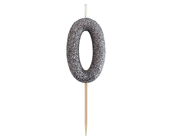 GOD LUMANARI TORT B&C Number 0, glitter black, 11.5cm BH-SPC0 [1]