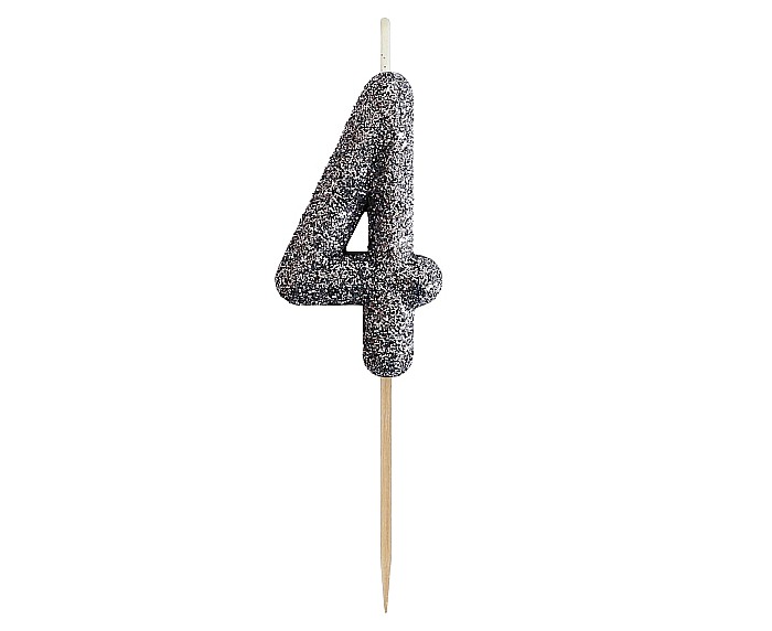GOD LUMANARI TORT B&C Number 4, glitter black, 11.5cm BH-SPC4 [1]