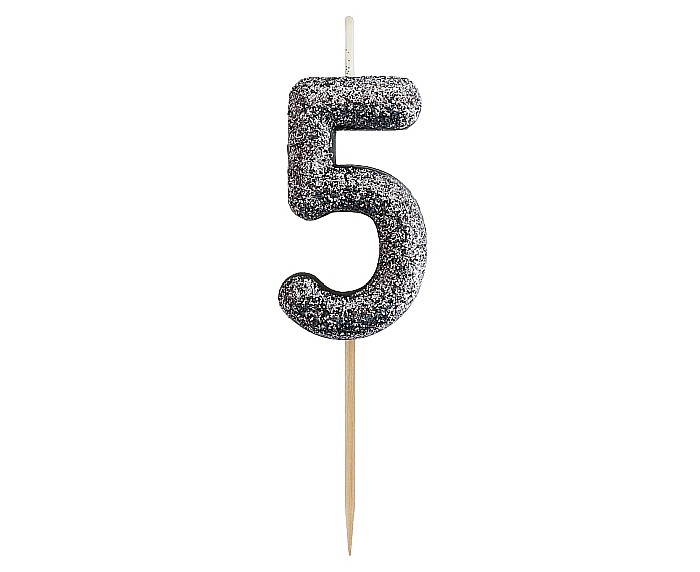 GOD LUMANARI TORT B&C Number 5, glitter black, 11.5cm BH-SPC5 [1]
