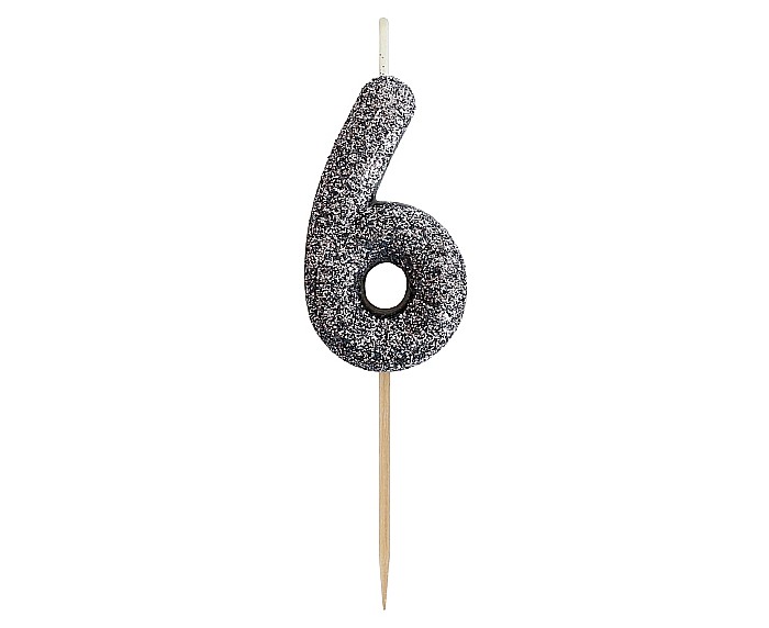 GOD LUMANARI TORT B&C Number 6, glitter black, 11.5cm BH-SPC6 [1]