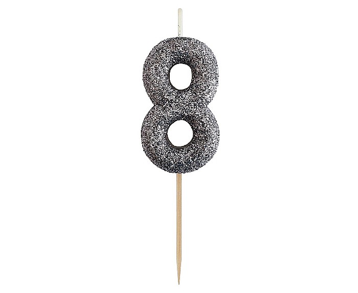 GOD LUMANARI TORT B&C Number 8, glitter black, 11.5cm BH-SPC8 [1]