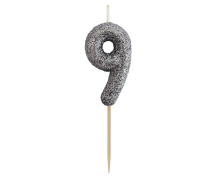 GOD LUMANARI TORT B&C Number 9, glitter black, 11.5cm BH-SPC9 [1]