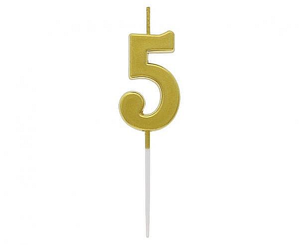 GOD LUMANARI TORT B&C Number 5, metallic gold, 9.5*2.3cm BH-SPZ5 [1]