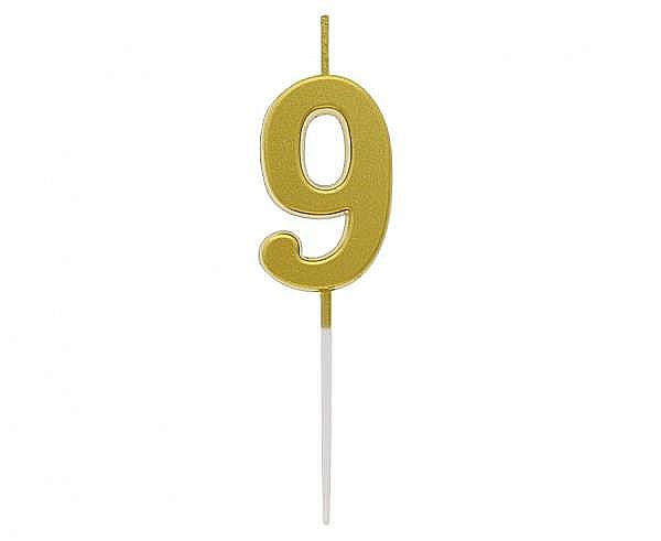 GOD LUMANARI TORT B&C Number 9, metallic gold, 9.5*2.3cm BH-SPZ9 [1]