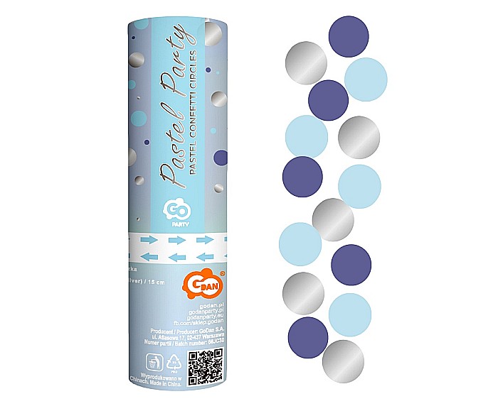 GOD CONFETTI Confetti Cannon Circles, blue-dark blue-silver, 15cm JC-KPKN15 [1]