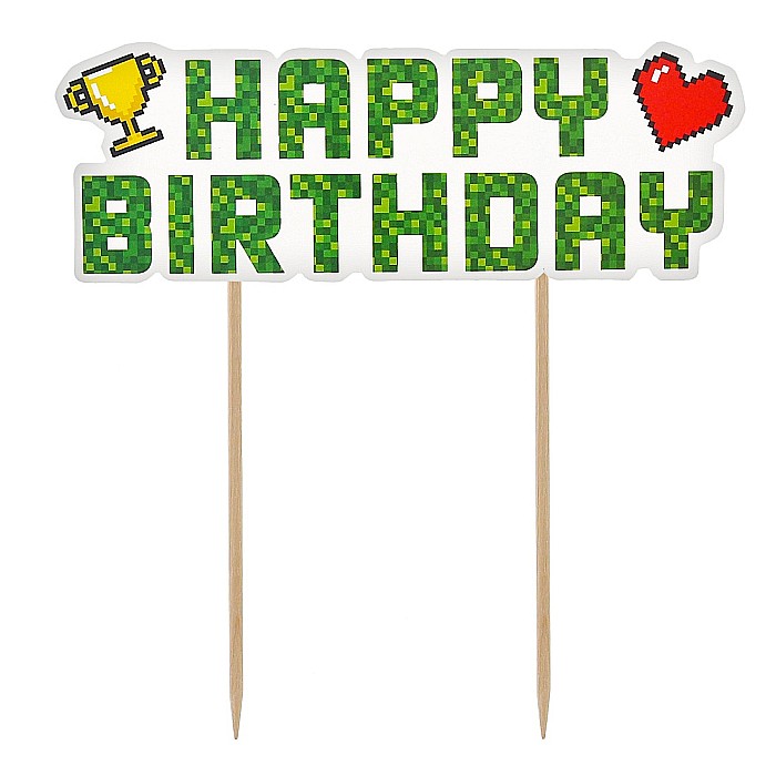 GOD DECORATIUNI DIN LEMN PENTRU TORT Game On - Happy Birthday, 14.5cm PF-DTGH [1]