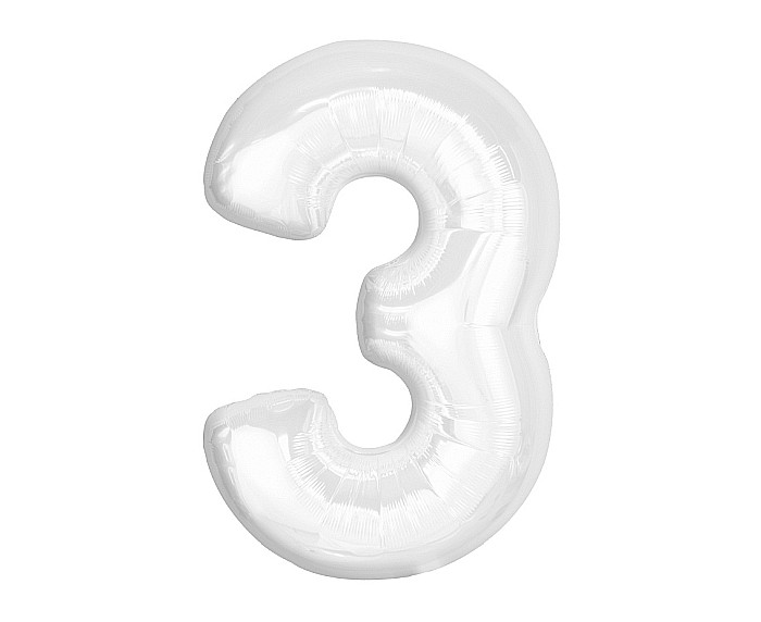 GOD BALON FOLIE ALUMINIU B&C Number 3, white, 92cm CH-B9B3 [1]