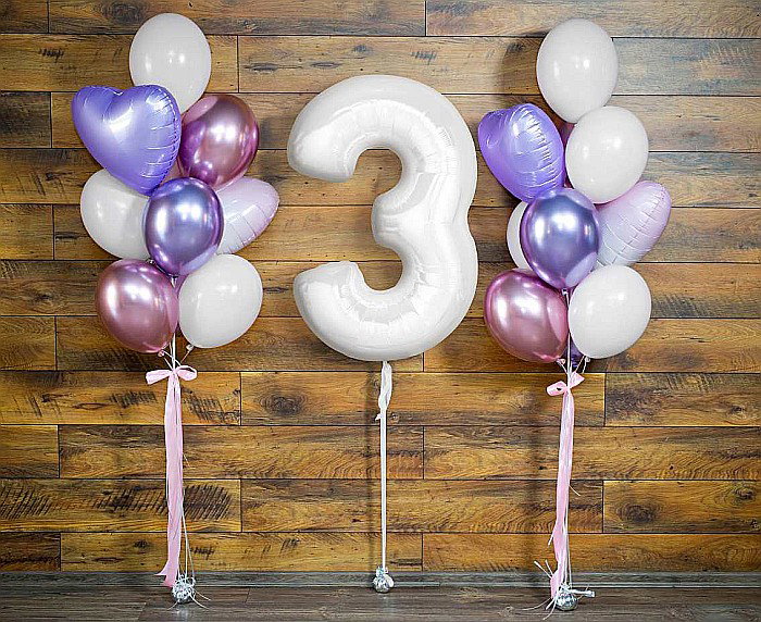 GOD BALON FOLIE ALUMINIU B&C Number 3, white, 92cm CH-B9B3 [2]