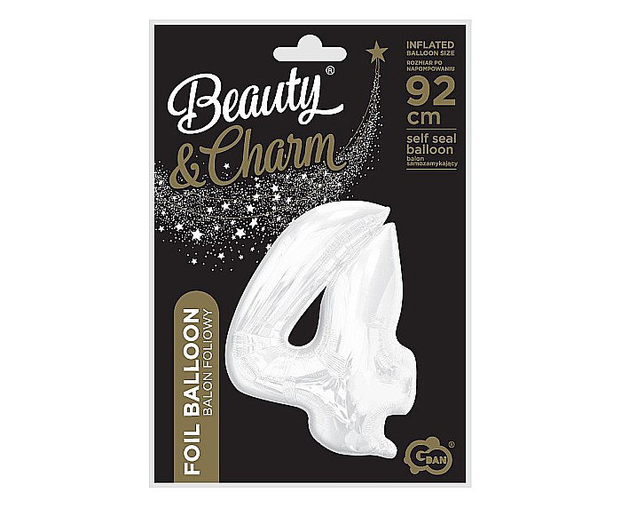 GOD BALON FOLIE ALUMINIU B&C Number 4, white, 92cm CH-B9B4 [3]