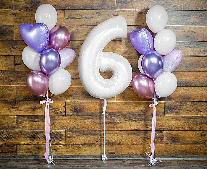 GOD BALON FOLIE ALUMINIU B&C Number 6, white, 92cm CH-B9B6 [2]