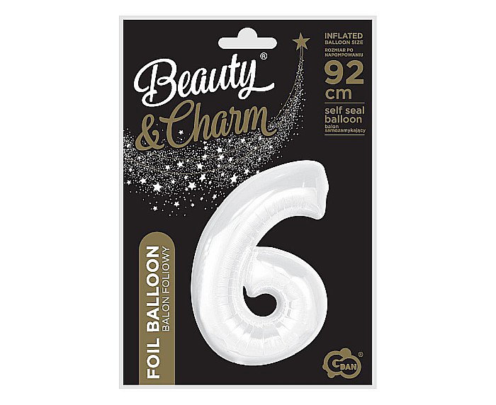 GOD BALON FOLIE ALUMINIU B&C Number 6, white, 92cm CH-B9B6 [3]