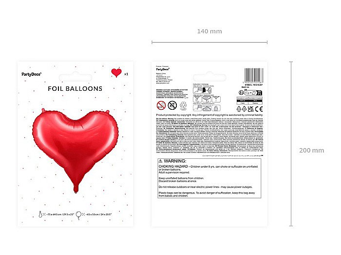 PD BALON FOLIE ALUMINIU Heart, 75x64.5cm, red FB141S-007 [6]