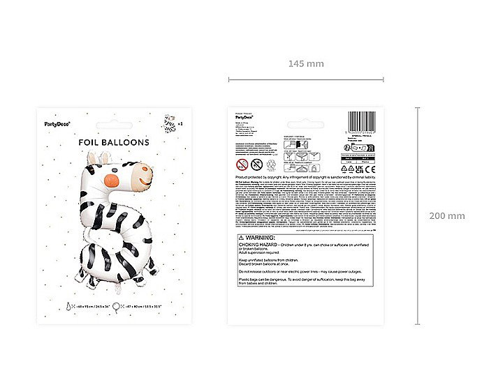 PD BALON FOLIE ALUMINIU Number 5 - Zebra, 68X98cm, mix FB163-5 [3]
