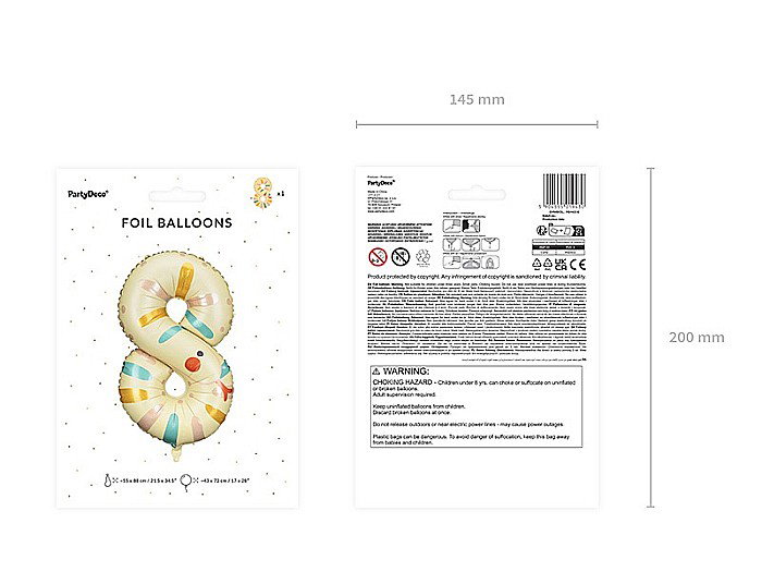 PD BALON FOLIE ALUMINIU Number 8 - Snake, 55X88cm, mix FB163-8 [3]
