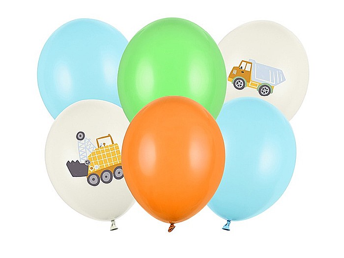 PD BALOANE Balloons 30cm, Construction vehicles, pastel light cream 6/set SB14P-334-000-6 [2]