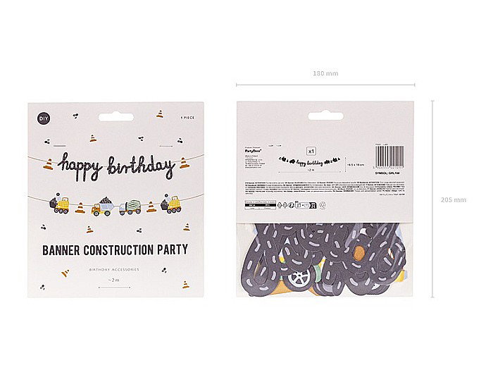 PD BANNER Happy Birthday Construction vehicles, 2m, mix GRL104 [5]