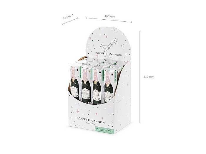 PD CONFETTI CANNON Champagne, tube shooter with golden stars, 20cm TUBSZ20-019 [4]