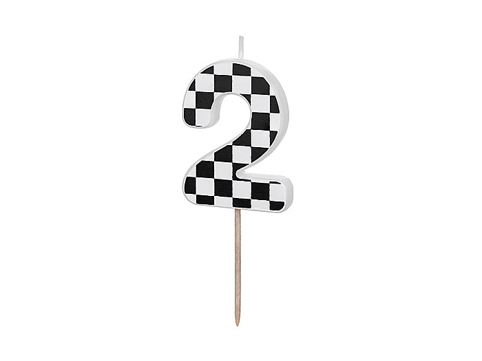 PD LUMANARI TORT Number 2, checkered flag pattern, mix 5.5cm SCU7-2 [1]