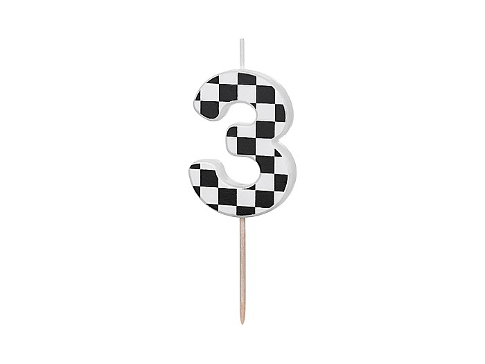 PD LUMANARI TORT Number 3, checkered flag pattern, mix 5.5cm SCU7-3 [1]