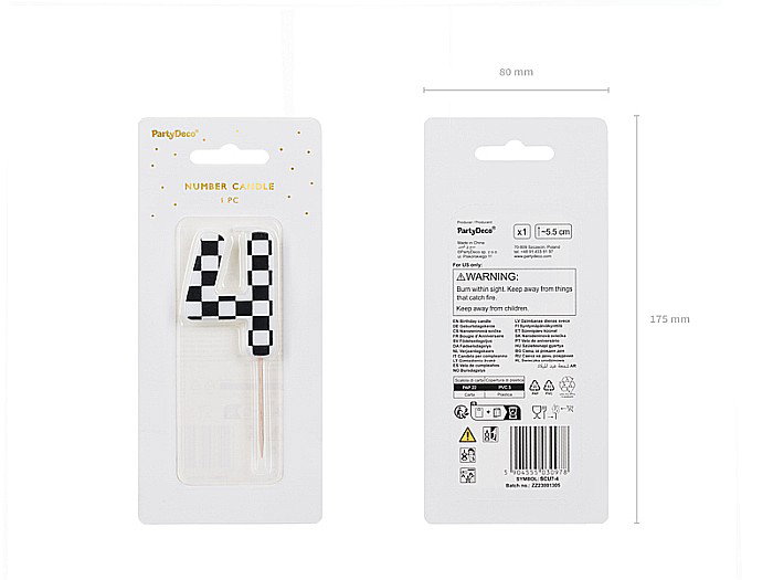 PD LUMANARI TORT Number 4, checkered flag pattern, mix 5.5cm SCU7-4 [3]