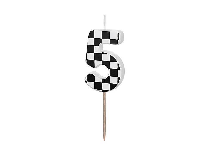 PD LUMANARI TORT Number 5, checkered flag pattern, mix 5.5cm SCU7-5 [4]