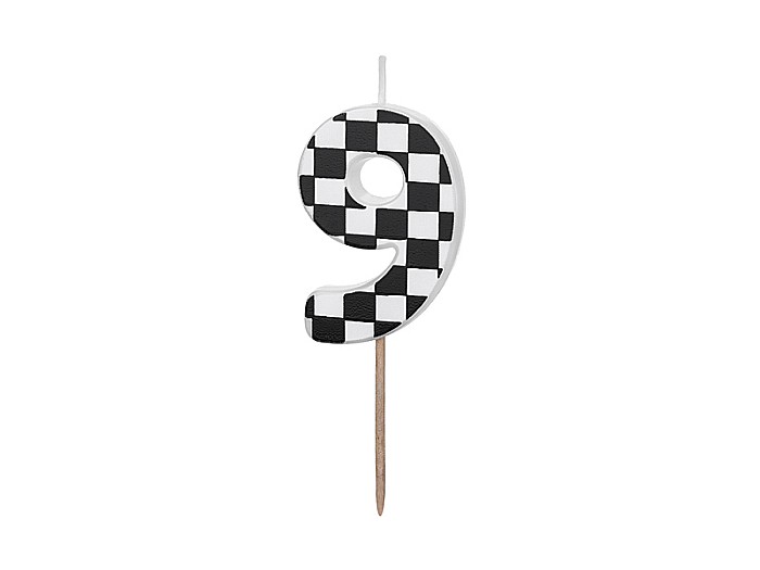 PD LUMANARI TORT Number 9, checkered flag pattern, mix 5.5cm SCU7-9 [1]