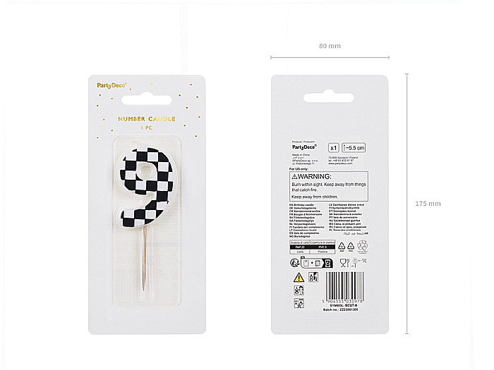 PD LUMANARI TORT Number 9, checkered flag pattern, mix 5.5cm SCU7-9 [3]