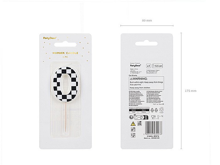 PD LUMANARI TORT Number 0, checkered flag pattern, mix 5.5cm SCU7-0 [3]