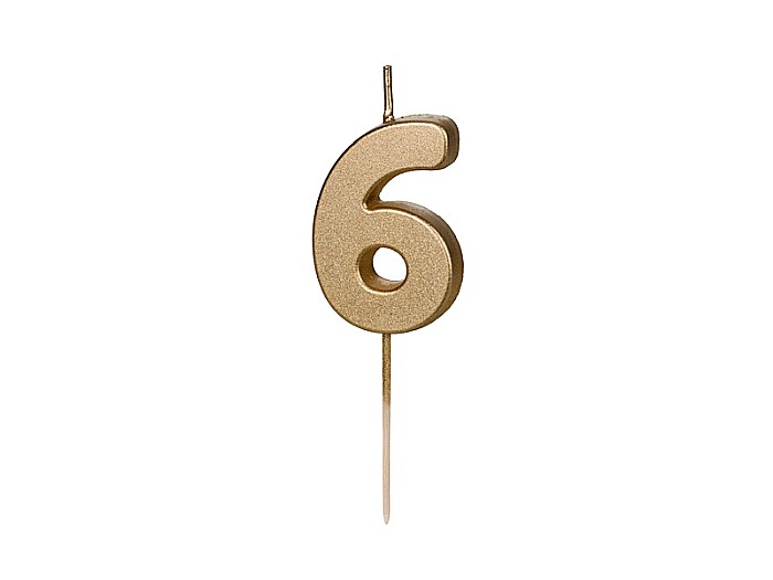 PD LUMANARI TORT Number 6, gold, 4.5cm SCU9-6 [1]